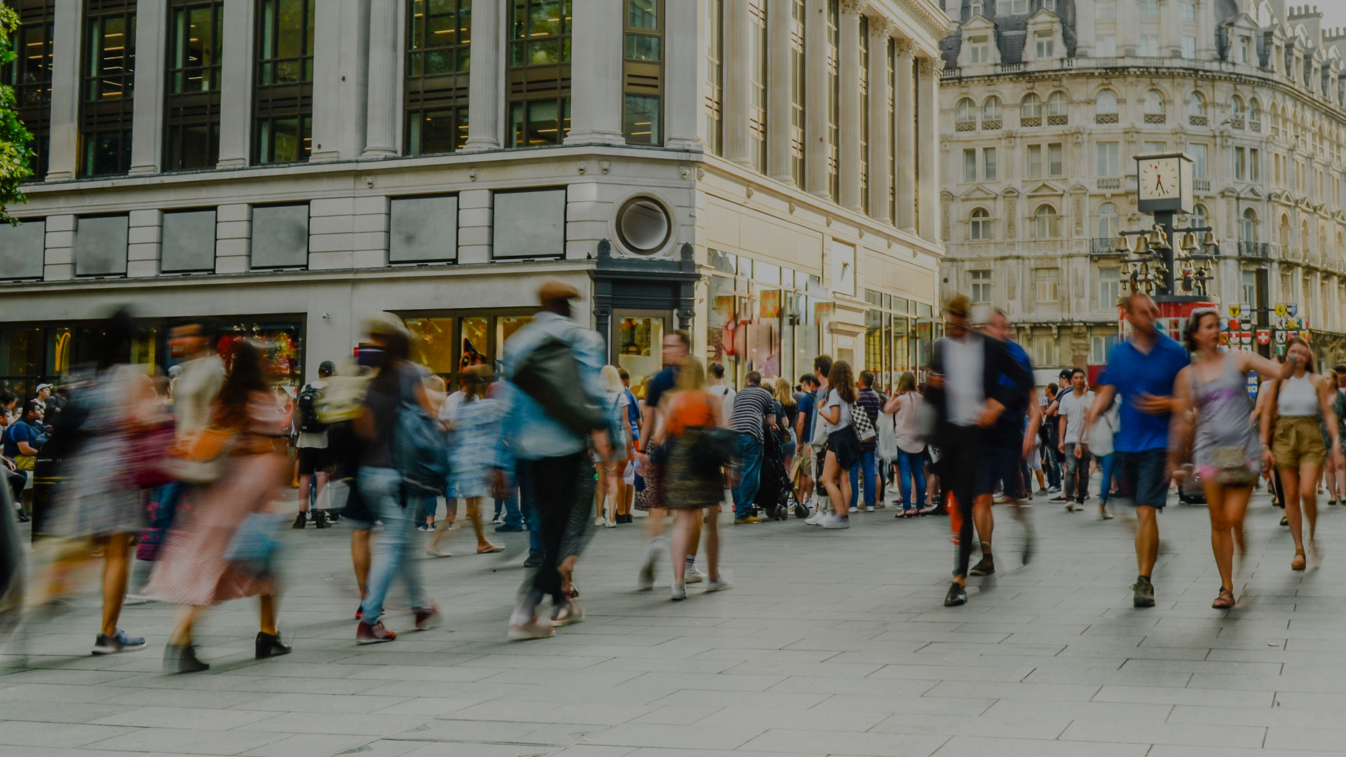 People on busy street